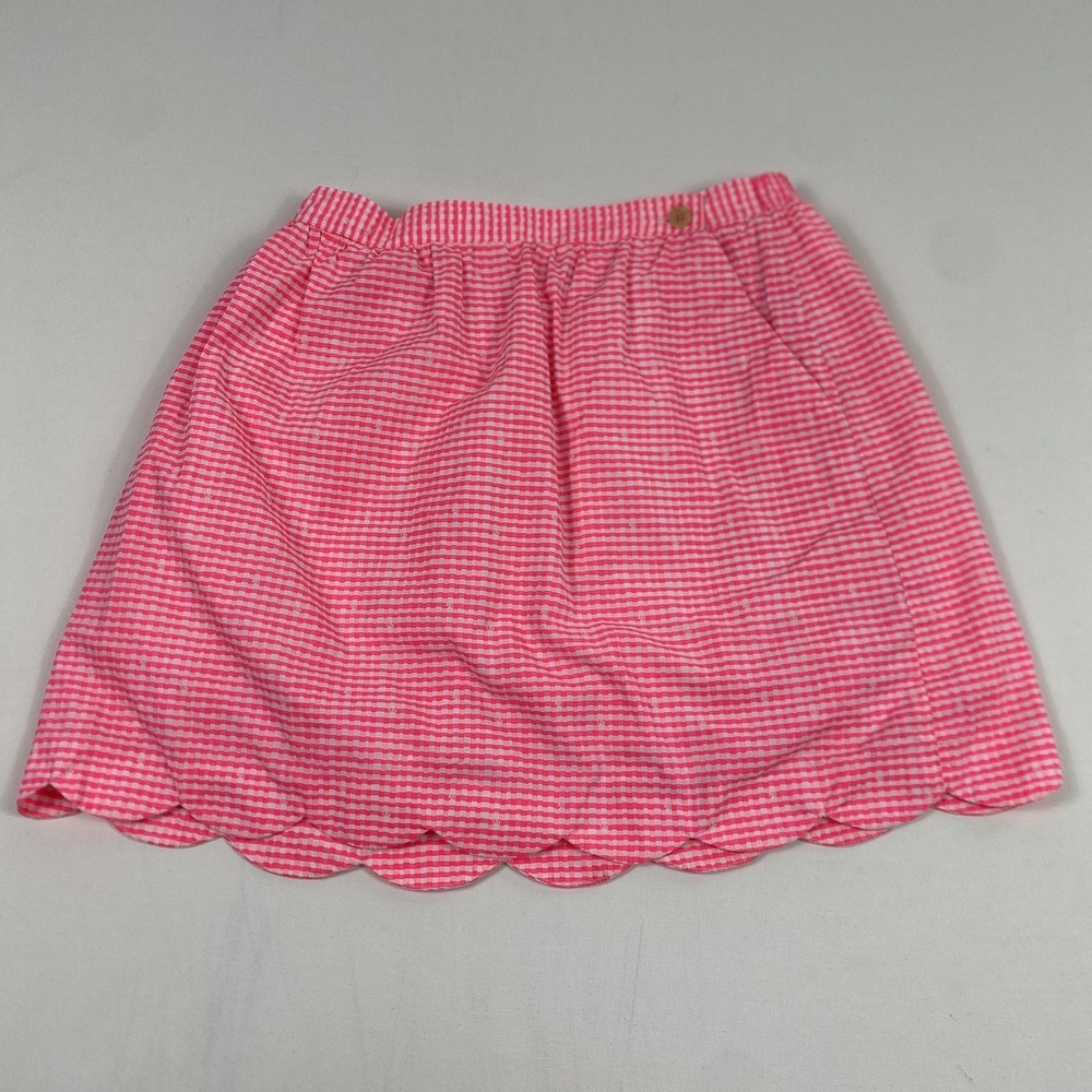 Lilly Pulitzer Pink Gingham Scalloped Hem Skirt